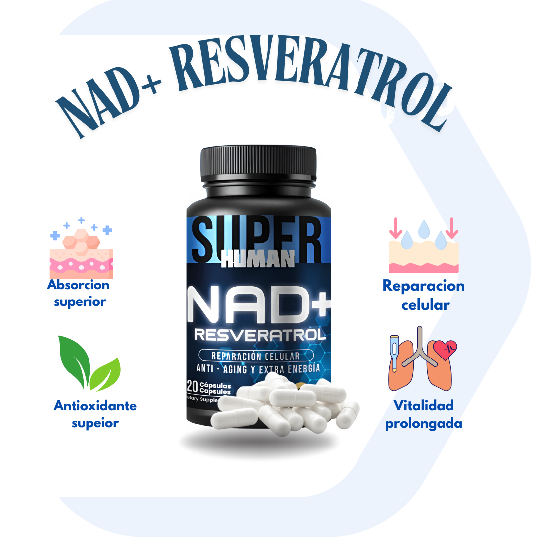 💊 NAD+ Resveratrol - Cápsulas de Reparación Celular Antienvejecimiento y Energía Extra.