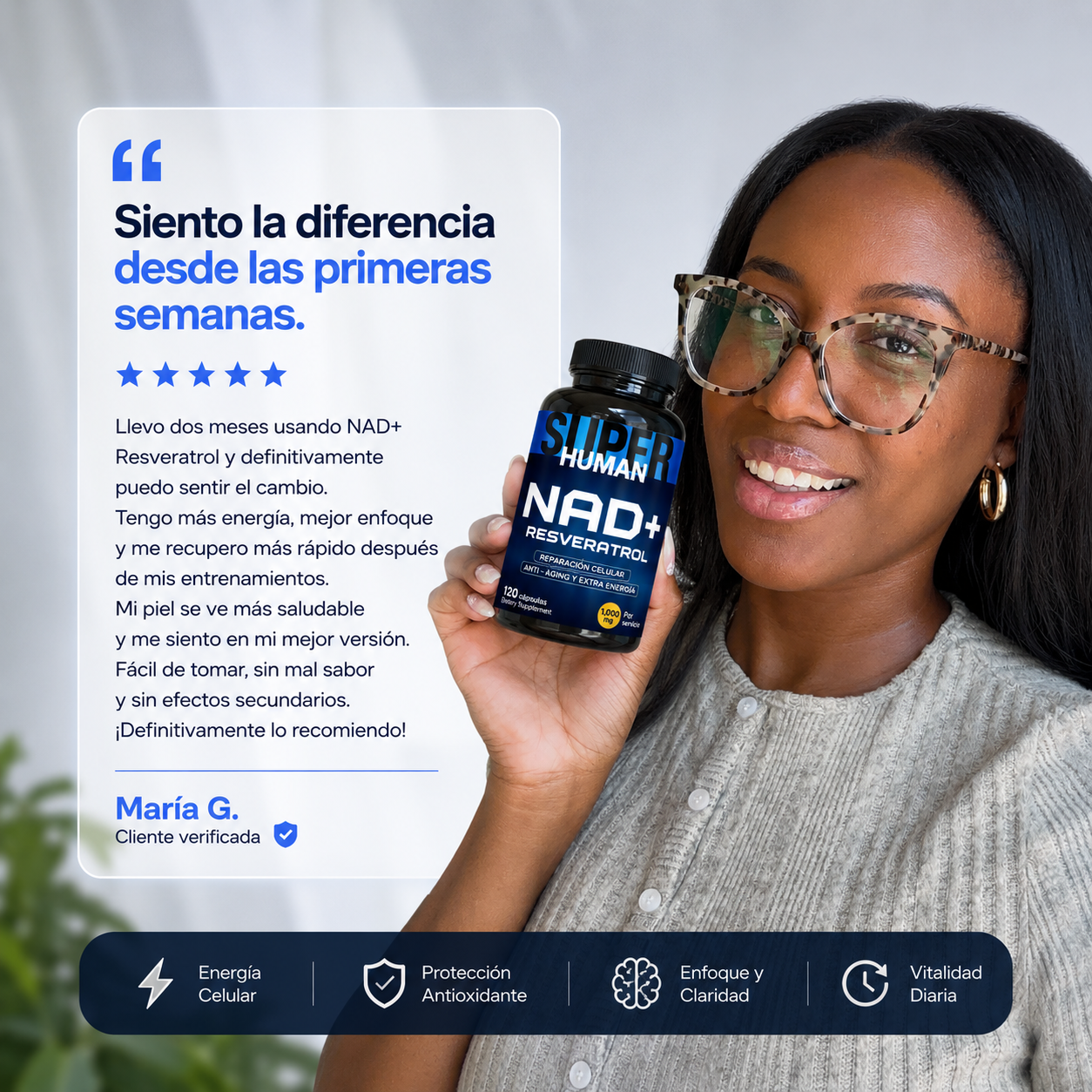 💊 NAD+ Resveratrol - Cápsulas de Reparación Celular Antienvejecimiento y Energía Extra.
