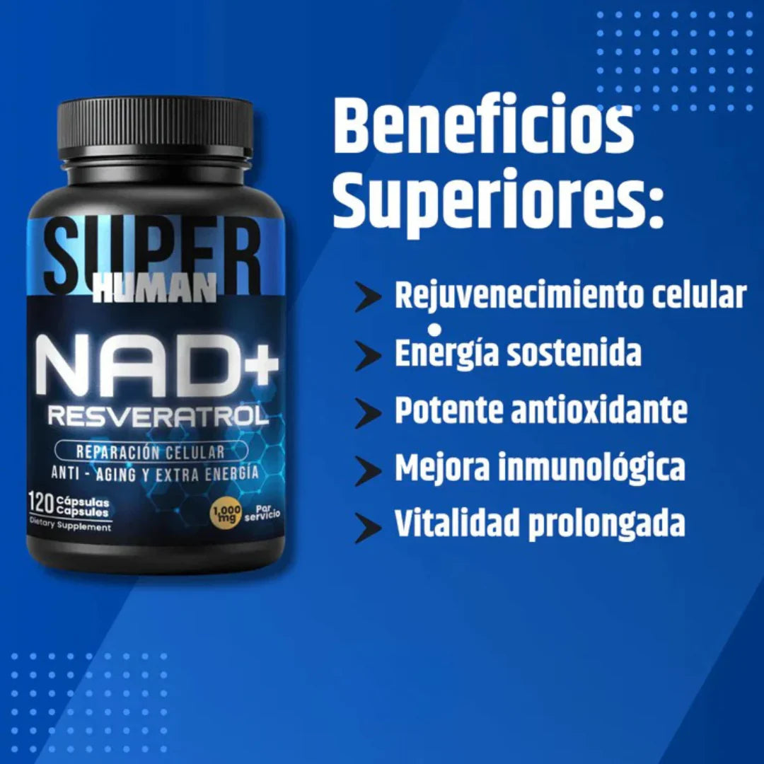 💊 NAD+ Resveratrol - Cápsulas de Reparación Celular Antienvejecimiento y Energía Extra.